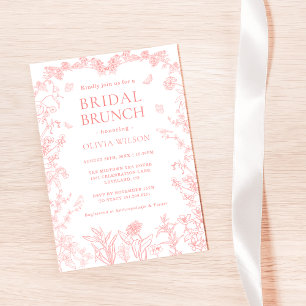 Invitation Peach Pink Garden Chinoiserie Bridal Brunch