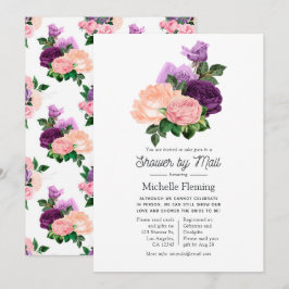 Invitation Peach Pink & Lavender Purple Floral Douche par Mai
