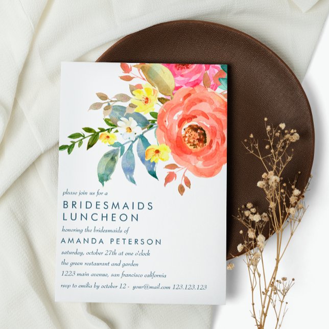 Invitation Peach Pink Peonies Bridesservatrices Mariage de dé (Créateur téléchargé)
