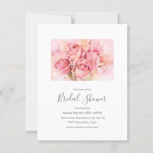 Invitation Peach Pink Watercolor Roses