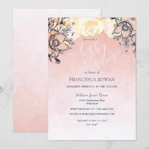 Invitation Peach Poppy + Baby shower Rose