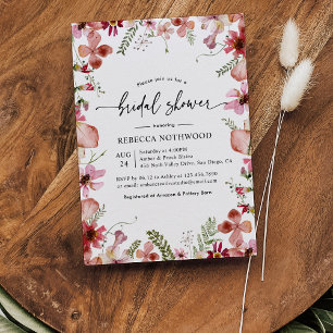 Invitation Peach Pressé Rose Floral Douche nuptial