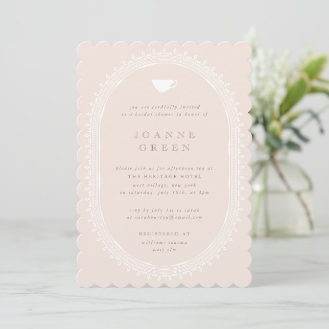 Invitation Peach Regency Afnoon Tea Bridal/Wedding shower (Debout devant)