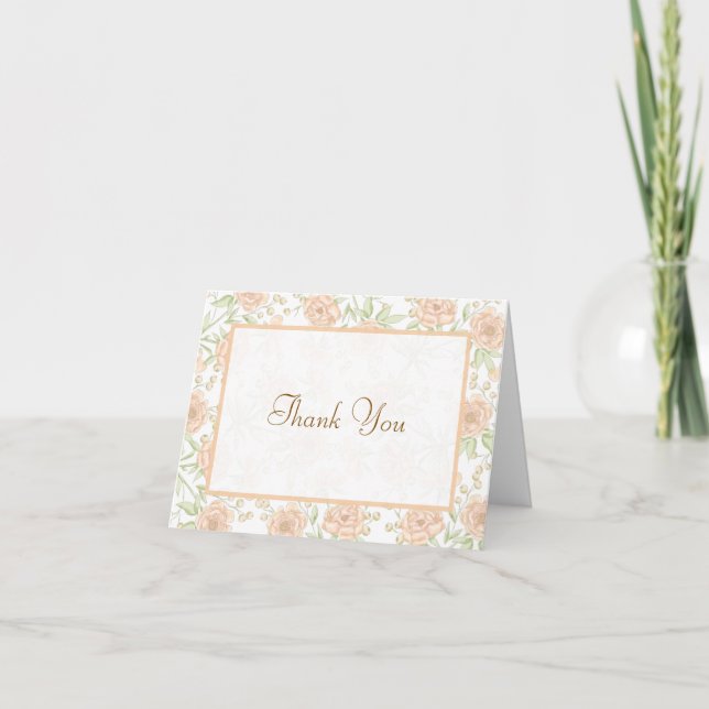 Invitation Peach Rose Wedding Thank You Cards (Devant)