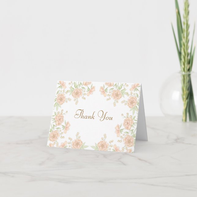 Invitation Peach Rose Wedding Thank You Note Card (Devant)
