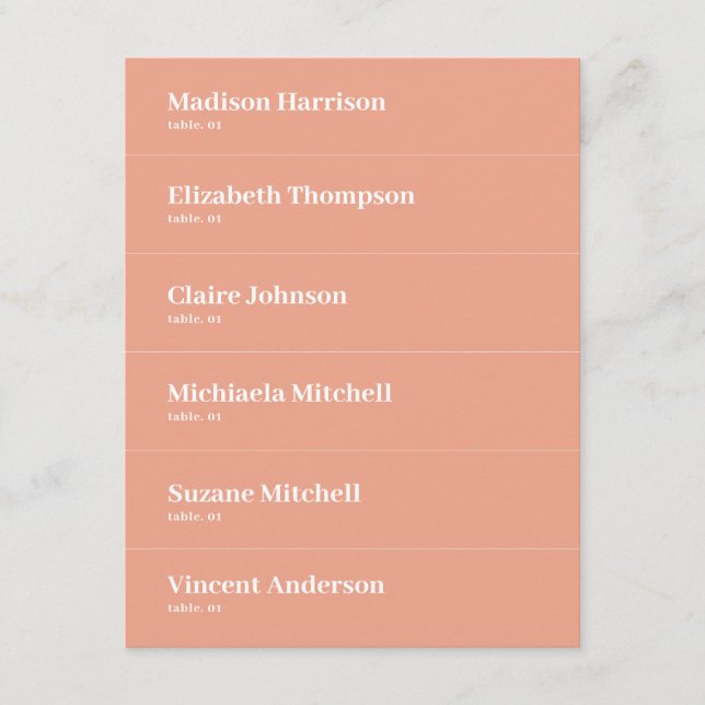 Invitation Peach Summer Mariage Place Card do-it-yourself (Devant)