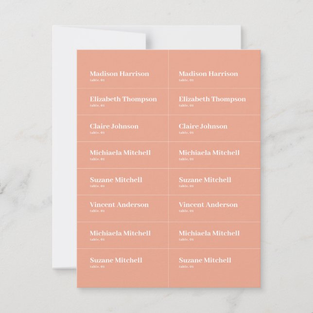 Invitation Peach Summer Mariage Place Card do-it-yourself (Devant)