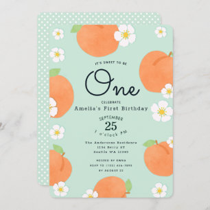 Invitation Peach Sweet sera un premier anniversaire Invitatio