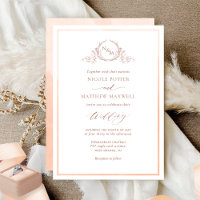 Peach Watercolor Elegant Monogram Wedding