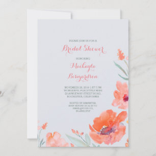 Invitation Peach Watercolor Florals Mignonne Fête des mariées
