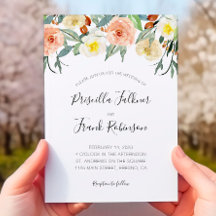 Peach Watercolor Flowers Tout en un Mariage