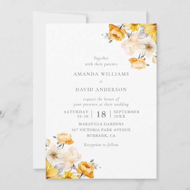 Invitation Peach Yellow Cream FlorMariage (Devant)