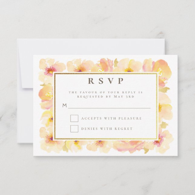 Invitation Peaches Cream Cadre Mariage RSVP (Devant)