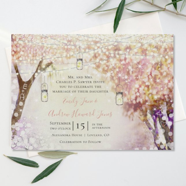 Invitation Peacht rose violet Mariage de la forêt de Boho Fai (Créateur téléchargé)