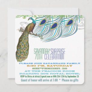 Invitation Peacock 70e ou toute année fête d'anniversaire