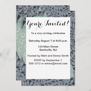 Invitation Peacock Art Nouveau Bird Classic