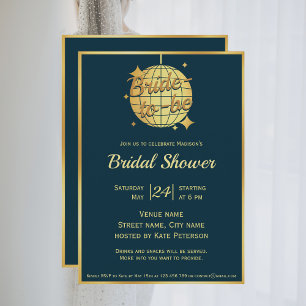 Invitation Peacock bleu or disco balle nuptiale douche