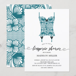 Invitation Peacock Blue Lace Corset Bridal Lingerie Douche