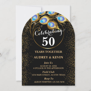 Invitation Peacock Feathers 50e anniversaire de Mariage