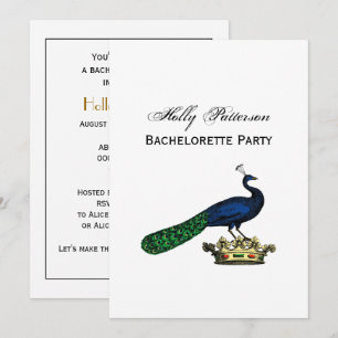 Invitation Peacock héraldique Vintage stylisé sur Couronne C
