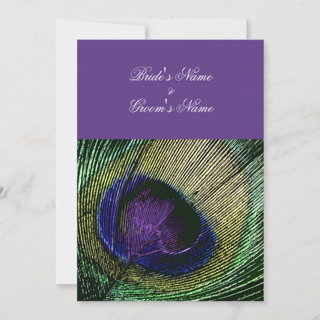 Invitation Peacock n violet thème mariage - Créez votre propr (Devant)