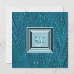 Invitation Peacock Pearls Purple Turquoise Blue Mariage