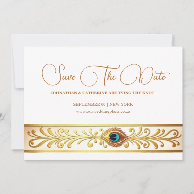 Invitation Peacock plume mariage fleurir thème oiseau économi (Devant)