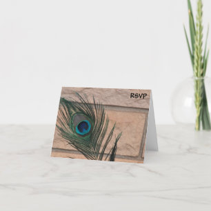 Invitation Peacock Plumes et briques Mariage RSVP
