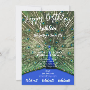 INVITATION PEACOCK PURPLE PHOTO HEUREUSE ANNIVERSAIRE INVITAT