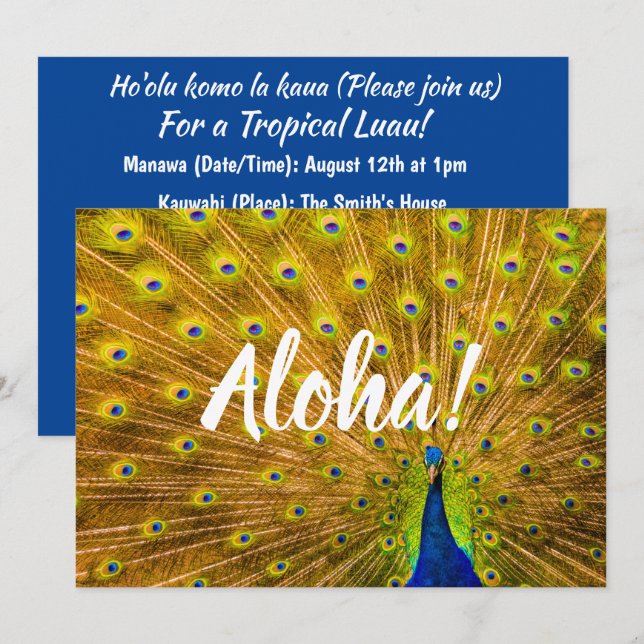 Invitation Peacock, Silver Falls, Kauai, Hawaii (Devant / Derrière)