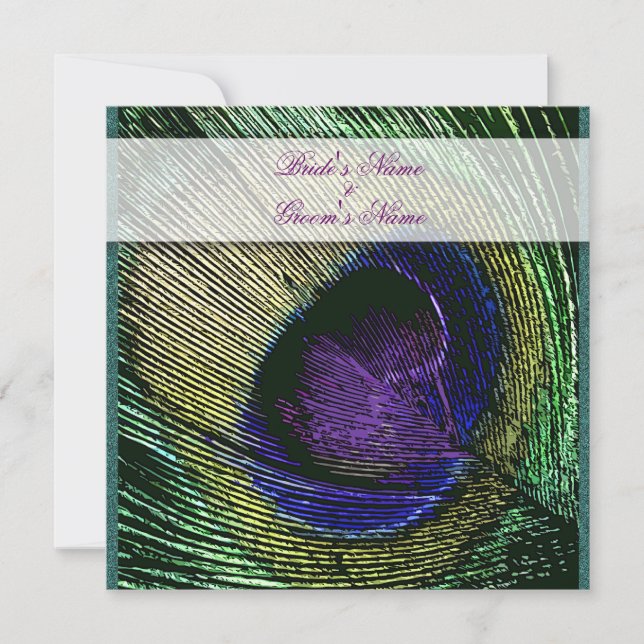 Invitation Peacock thème mariage personnalisé (Devant)