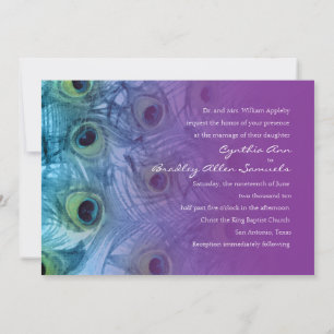 Invitation Peacock Turquoise et violet