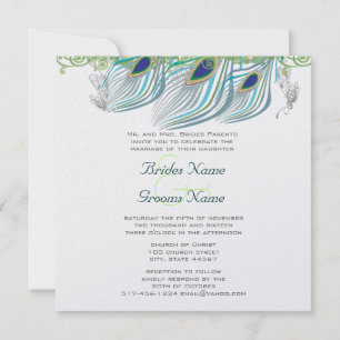 Invitation Peacock Vintage 3 plumes