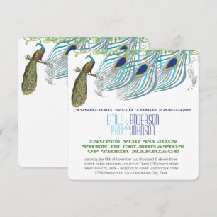Invitation Peacock Vintage 3 plumes avec Peacock