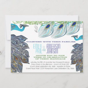 Invitation Peacock Vintage 3 plumes avec Peacock