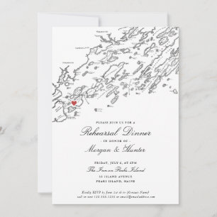 Invitation Peaks Island Maine Mariage noir blanc