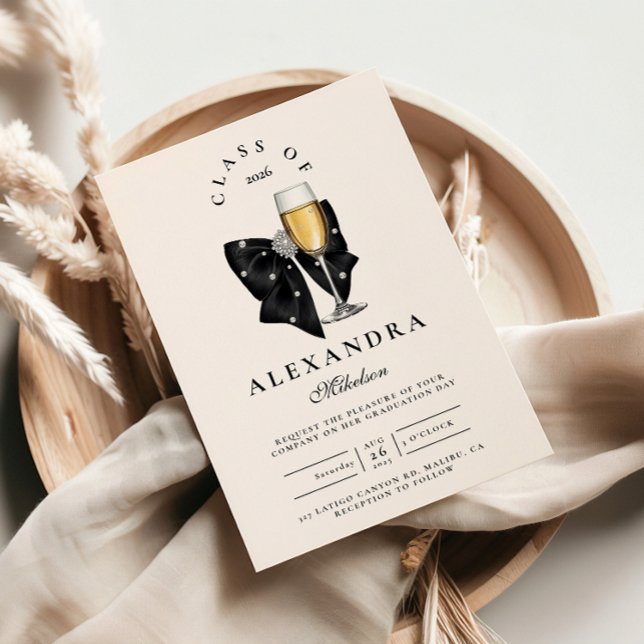 Invitation Pearl Champagne Glass Graduation (Créateur téléchargé)