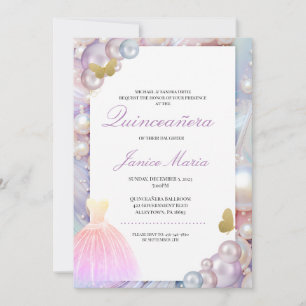 Invitation Pearl Dream rose violet Quinceañera