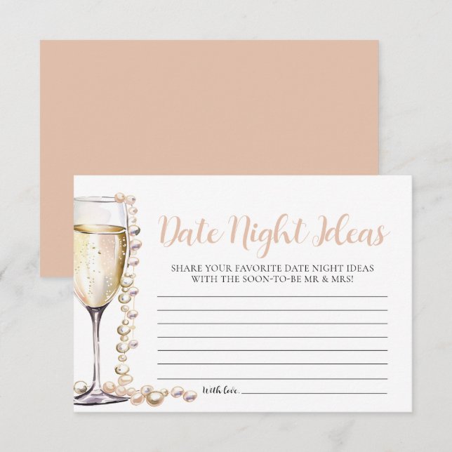 Invitation Pearl et Prosecco Date Nuit Idées Fête des mariées (Devant / Derrière)