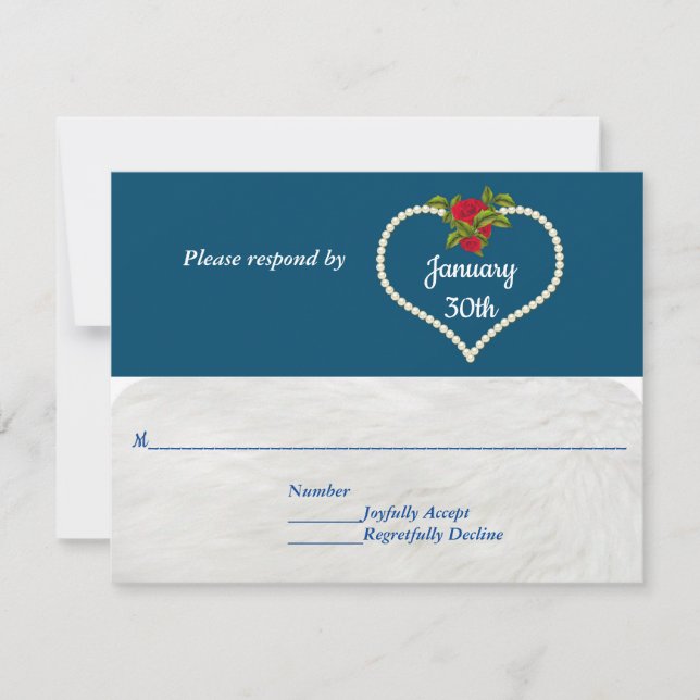 Invitation Pearl Heart et Red Roses Saint Valentin Mariage RS (Devant)
