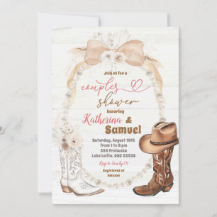 Invitation Pearl Ivory Beige Cowboy Bottes Couples Douche