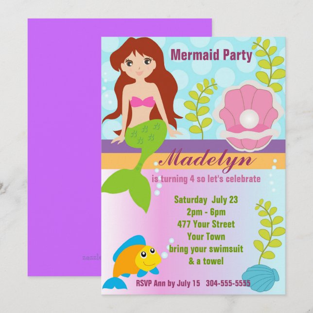 Invitation Pearl Mermaid (Devant / Derrière)