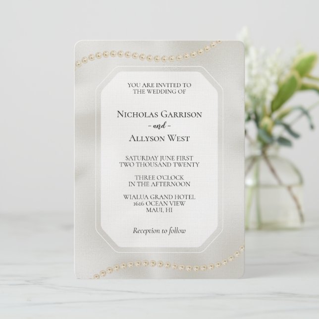 Invitation Pearl White Luxe Mariage (Debout devant)