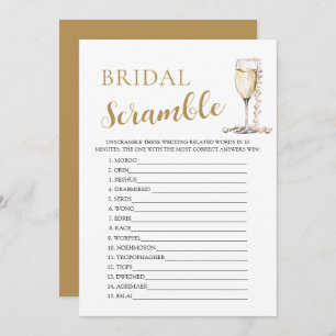 Invitation Pearles d'or et Prosecco Bridal Word Scramble Jeu