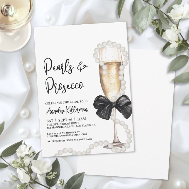 Invitation Pearls And Prosecco Bridal Shower (Pearls And Prosecco Bridal Shower Invitation)