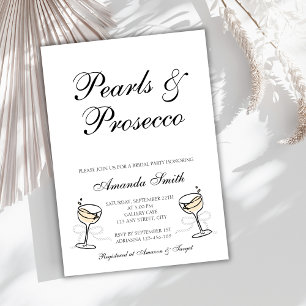 Invitation Pearls & Prosecco Élégante fête nuptiale