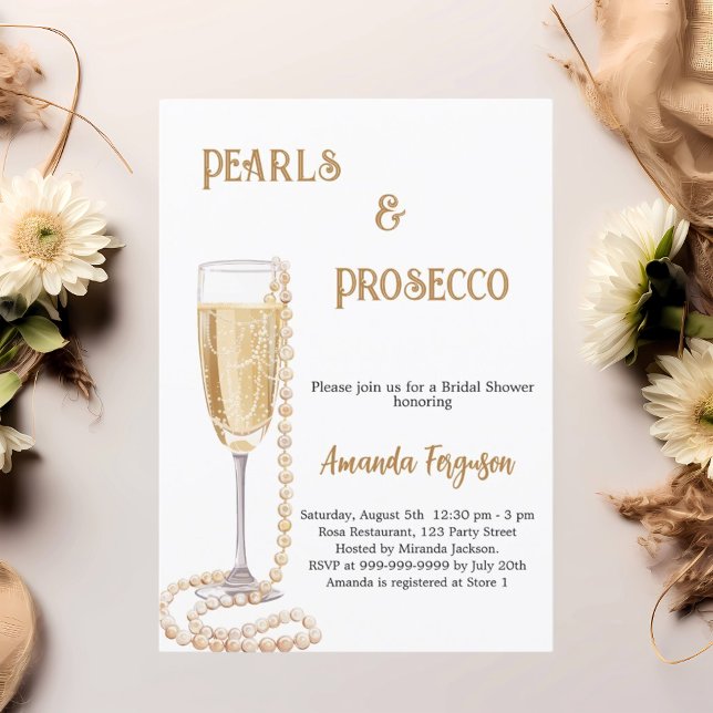Invitation Pearls Prosecco Fête des mariées à bulles (Créateur téléchargé)