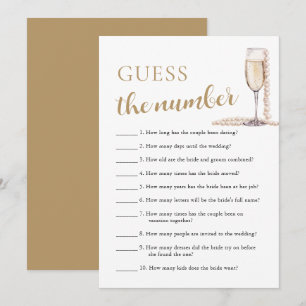 Invitation Pearls & Prosecco Guess le jeu de numéro nuptiale