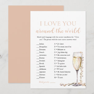 Invitation Pearls & Prosecco Je t'aime autour du monde jeu
