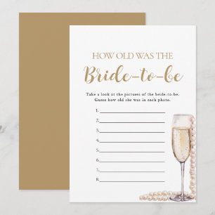 Invitation Pearls & Prosecco L'âge de la mariée au jeu